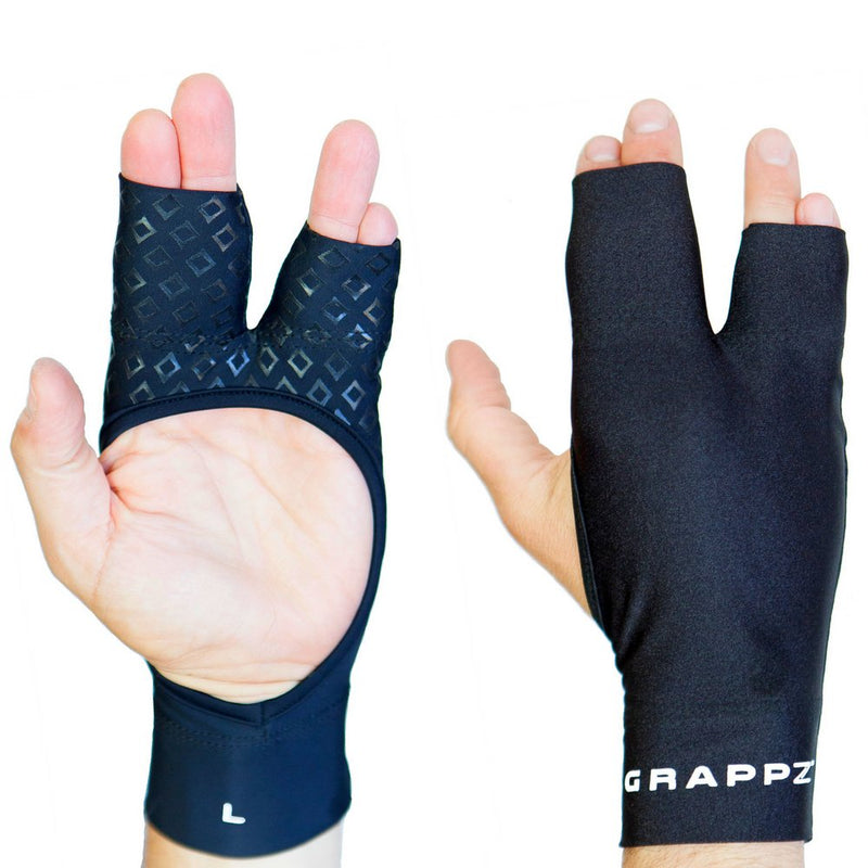 [Australia] - Grappz Flexible Splint for Fingers - Finger Tape & Sports Tape Alternative Athletic Gloves Pair, Injury Jam Protection & Grip Support for BJJ, & All Sports (Black, Unisex) Extra Large 