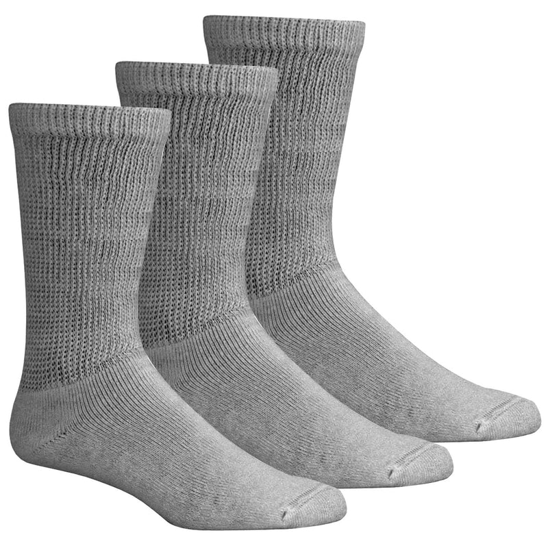 [Australia] - 6 12 Pairs Men's Circulatory Diabetic Crew Socks Size 9-11 10-13 13-15 (Gray(3-Pairs), 13-15) Gray(3-pairs) 