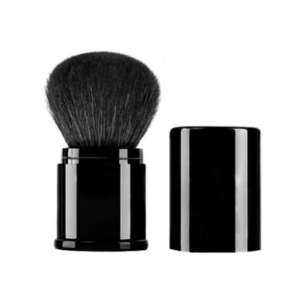 [Australia] - Retractable Kabuki Makeup Brush - Premium Goat Hairs Blush Brushes Great for Blending Liquid, Cream, Mineral Cosmetics or Translucent Powder (Black - Goat Hairs) Black - Goat Hairs 