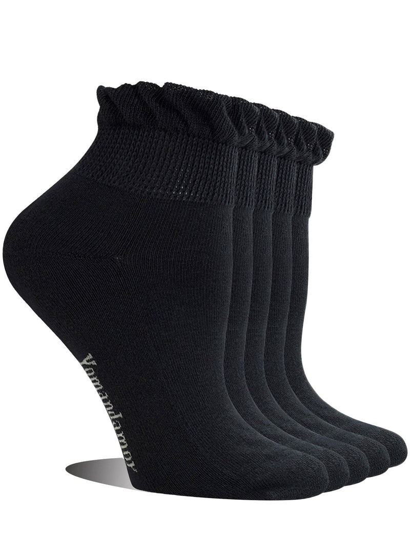 [Australia] - Yomandamor Women's 5 Pairs Non-binding Bamboo Diabetic Ankle Dress/Casual Socks with Seamless Toe 9-11 5 Pairs Black 