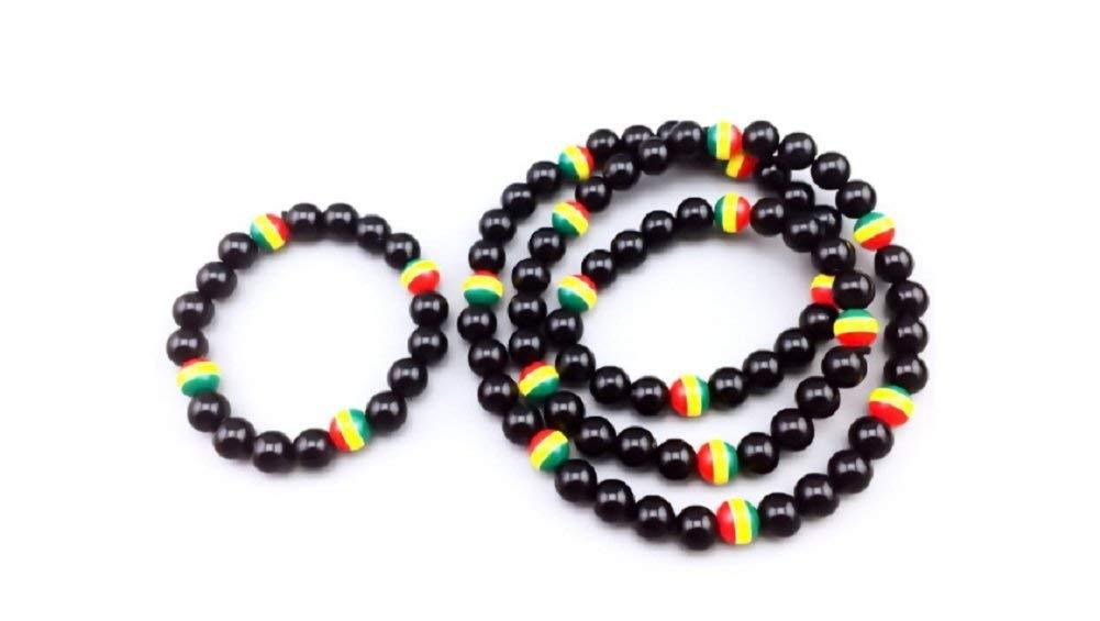 [Australia] - Yuren Jamaican Rasta Bracelet And Necklace Tricolor Bracelet Men Women Fashion Jewelry 