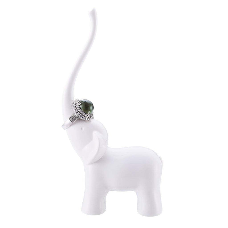 [Australia] - Fantasee Elephant Ring Holder Decorative Ring Stand Art Crafts Home Decor, 100% Melamine Material, Ceramic-Like (White Elephant) White Elephant 