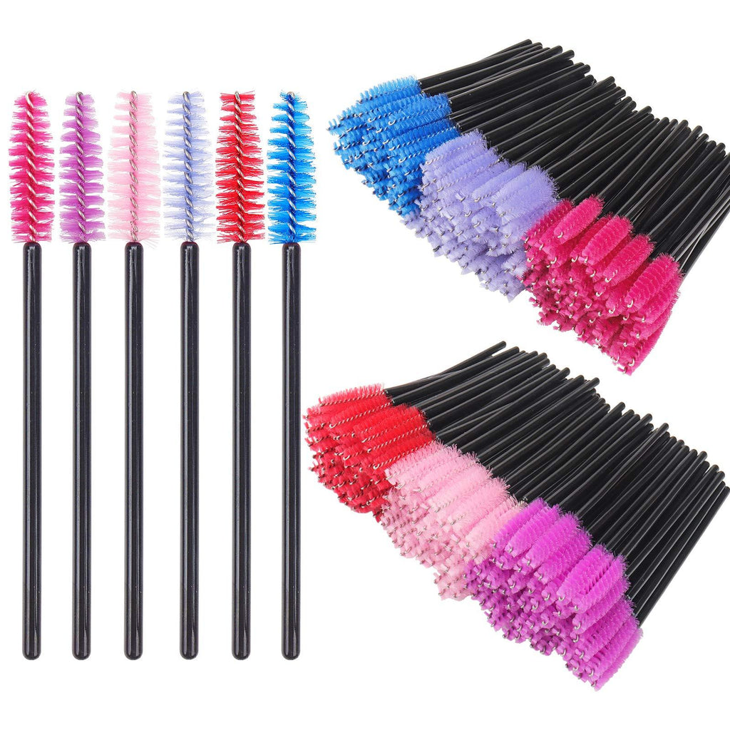 [Australia] - 300 Pcs Mascara Wands Multi-colored Eyelash Brushes Lash Extensions Makeup Brush Tool Bulk, Black Handle (Black Handle-Mix-300pcs) Black Handle-Mix-300pcs 