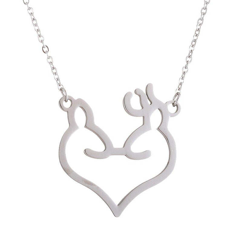 [Australia] - AOCHEE Deer Hunting Jewelry Broken Heart Buck & Doe Pendant Necklace Couple Lover Gifts Silver 