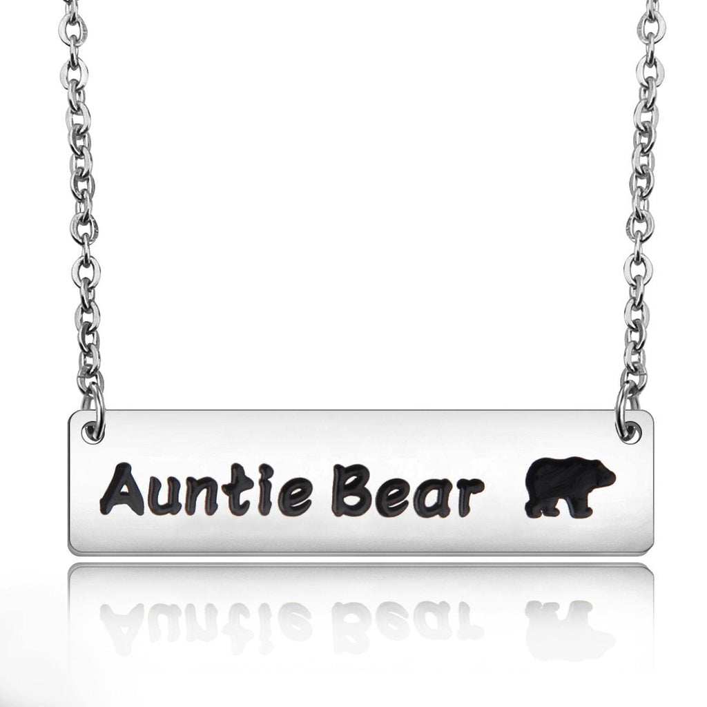 [Australia] - Zuo Bao Auntie Bear Necklace Aunt Bear Gift Aunty Bear Jewelry With 12 Months Birthstone Birthday Gift Family Jewelry For Her Silver 