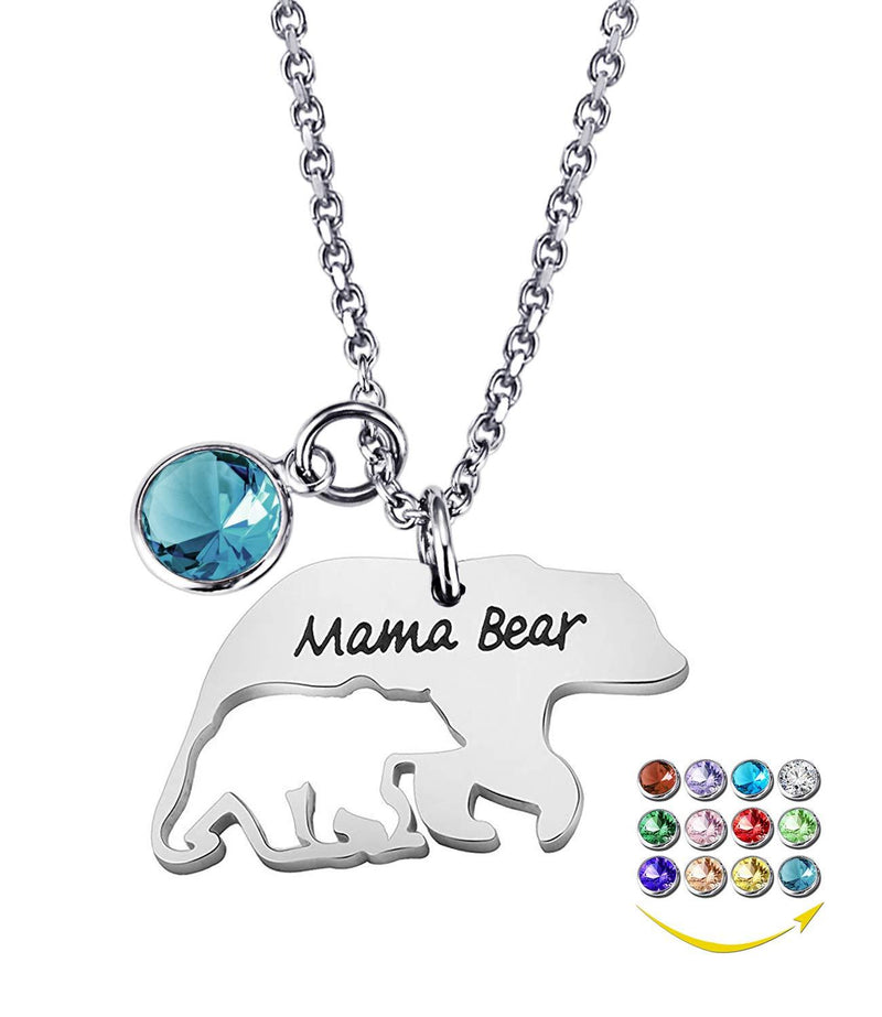 [Australia] - YOUFENG Mom Necklace Mama Bear Necklaces Pendant 12 Months Birthstone Jewelry for Women Girls December birthstone 