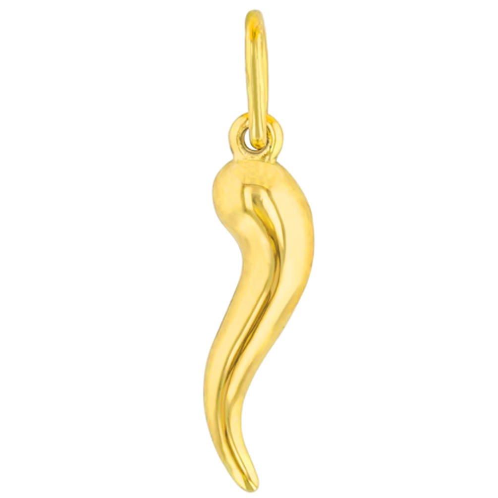 [Australia] - 14K Yellow Gold Polished Dainty Mini Cornicello Horn Charm Pendant 