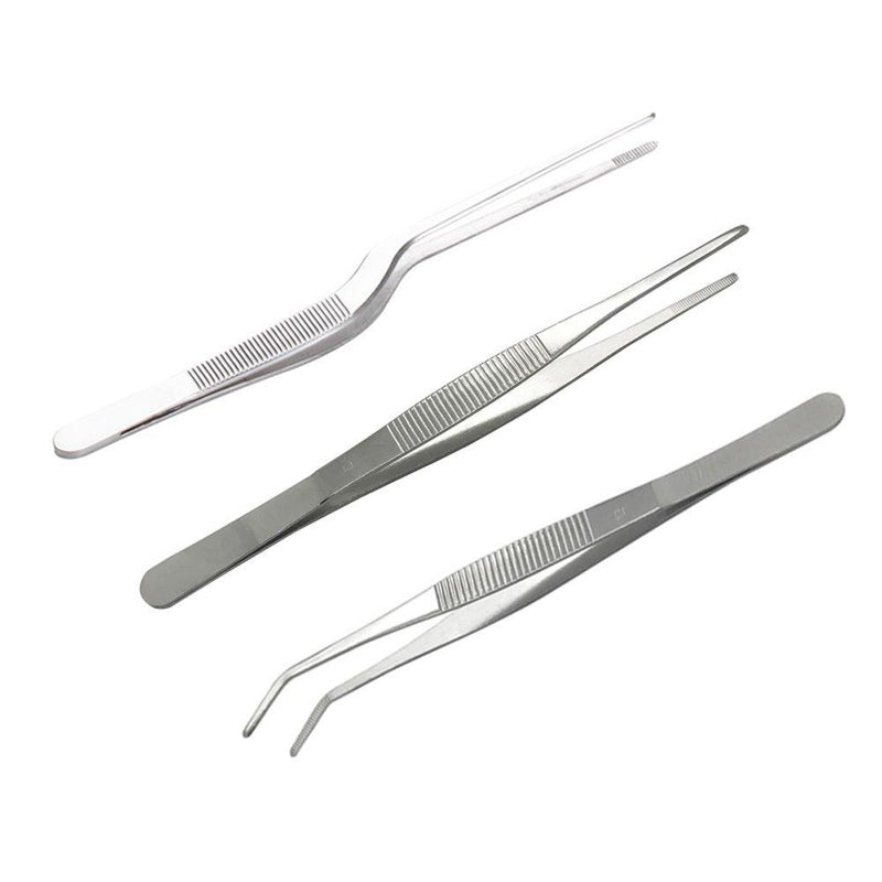 [Australia] - FRUTA 3-Piece Tongs Tweezers, 6.3 inches Cooking Tweezers Precision Tongs for Cooking Culinary and Medical Beauty, Stainless Steel Precision Tweezers Set 