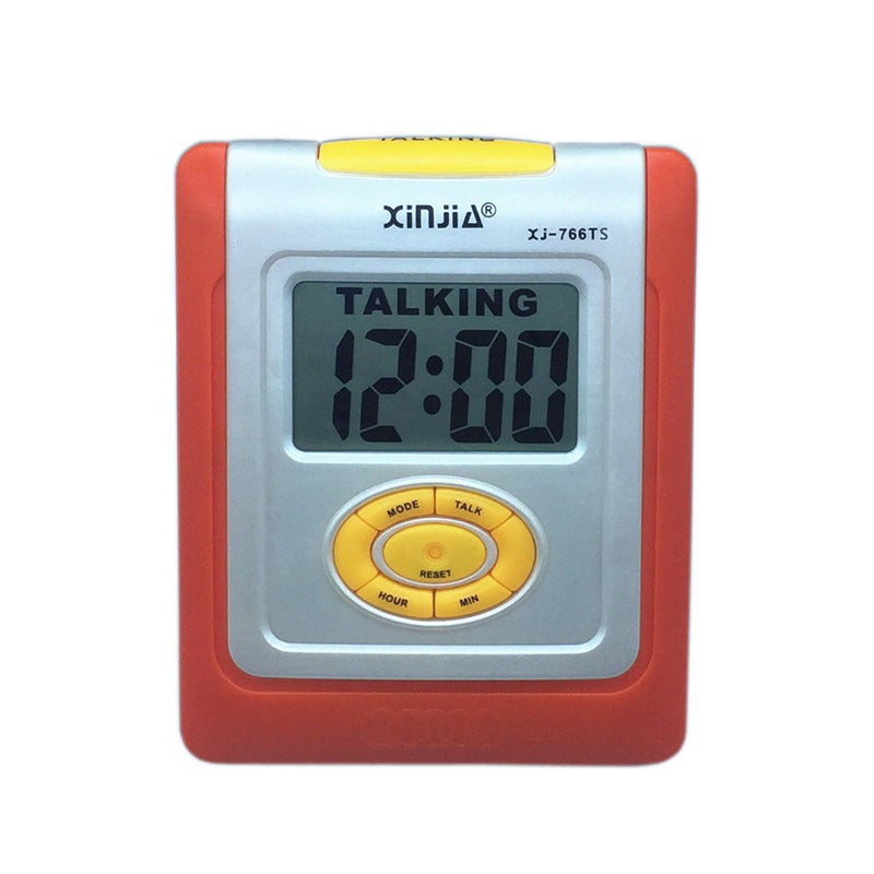 [Australia] - Spanish Talking LCD Digital Alarm Clock for Blind or Low Vision with Big Time Display and Lound Talking Voice (Orange) Orange 