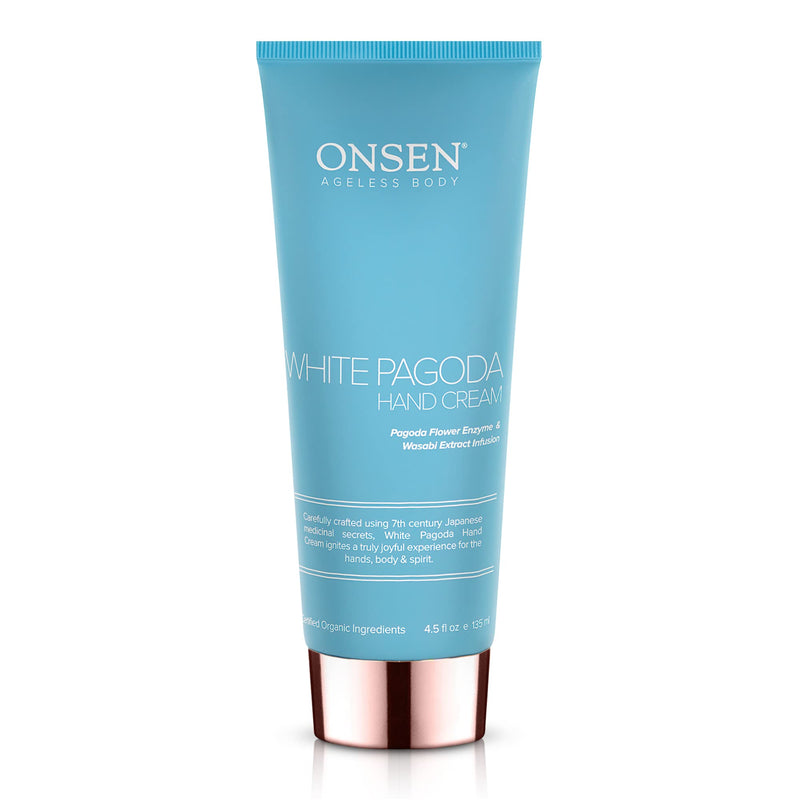 [Australia] - Onsen Japanese Anti Aging Hand Cream - Firming Hand Lotion Features Pagoda Flower Enzyme, Wasabi Extract Infusion, Hyaluronic Acid, and Shea Butter, for Clarified and Moisture Rich Skin (4.5 Oz) 