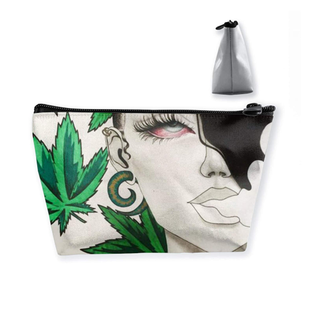 [Australia] - Beauty Weed Girl Travel Makeup Bag Portable Cosmetic Bag Zipper Pouch Trapezoidal Toiletry Organizer Bags for Women Men 