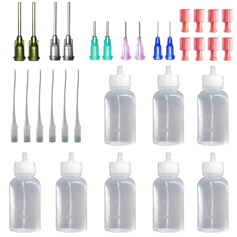[Australia] - 30Milliliter Precision Applicator Bottle with Blunt Tip Needle and Cap|14ga 16ga 18ga 20ga 22ga Blunt Needles|Oil Dropper Bottle, Glue Applications, Acrylic Painting, 8 Pcs 