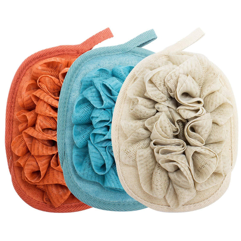 [Australia] - Amariver 3 Pack Bath Loofah Body Sponge Brushes Pouf Bath Mesh Brush Bath Shower Glove with flower Bath Ball 