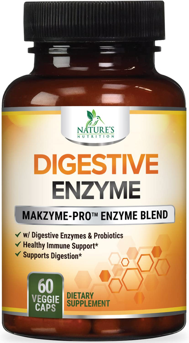 [Australia] - Digestive Enzymes with Probiotics, Bromelain and Papain - Gentle Digestion Support Multi-Enzyme Supplement for Women and Men - Daily Support for Gas, Bloating and Digestion, Non-GMO - 60 Capsules 60 Count (Pack of 1) 