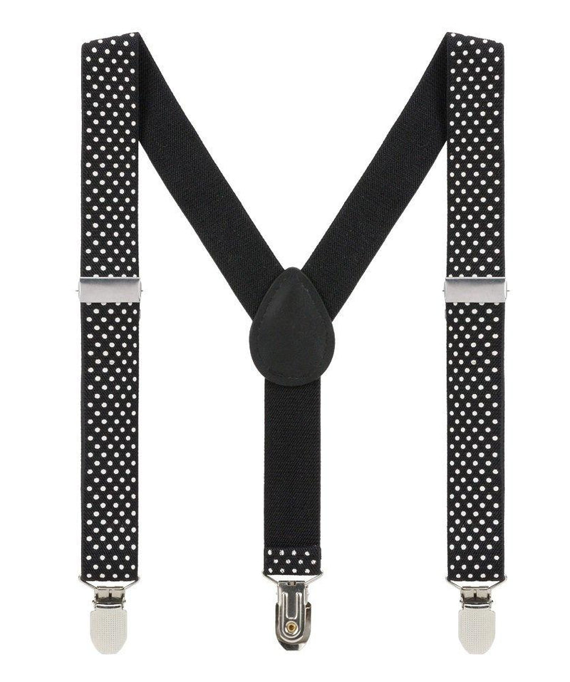 [Australia] - Kids Suspenders for Boys Girls 2-8 Years, 1 Inch Adjustable Elastic Y Back Clip Suspenders for Children Black Polka Dot 