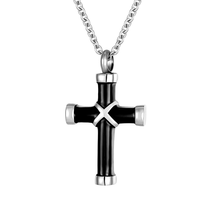 [Australia] - Norya Cremation Jewelry Cross Urn Necklace for Ashes Stainless Steel Memorial Pendant Cross 1 