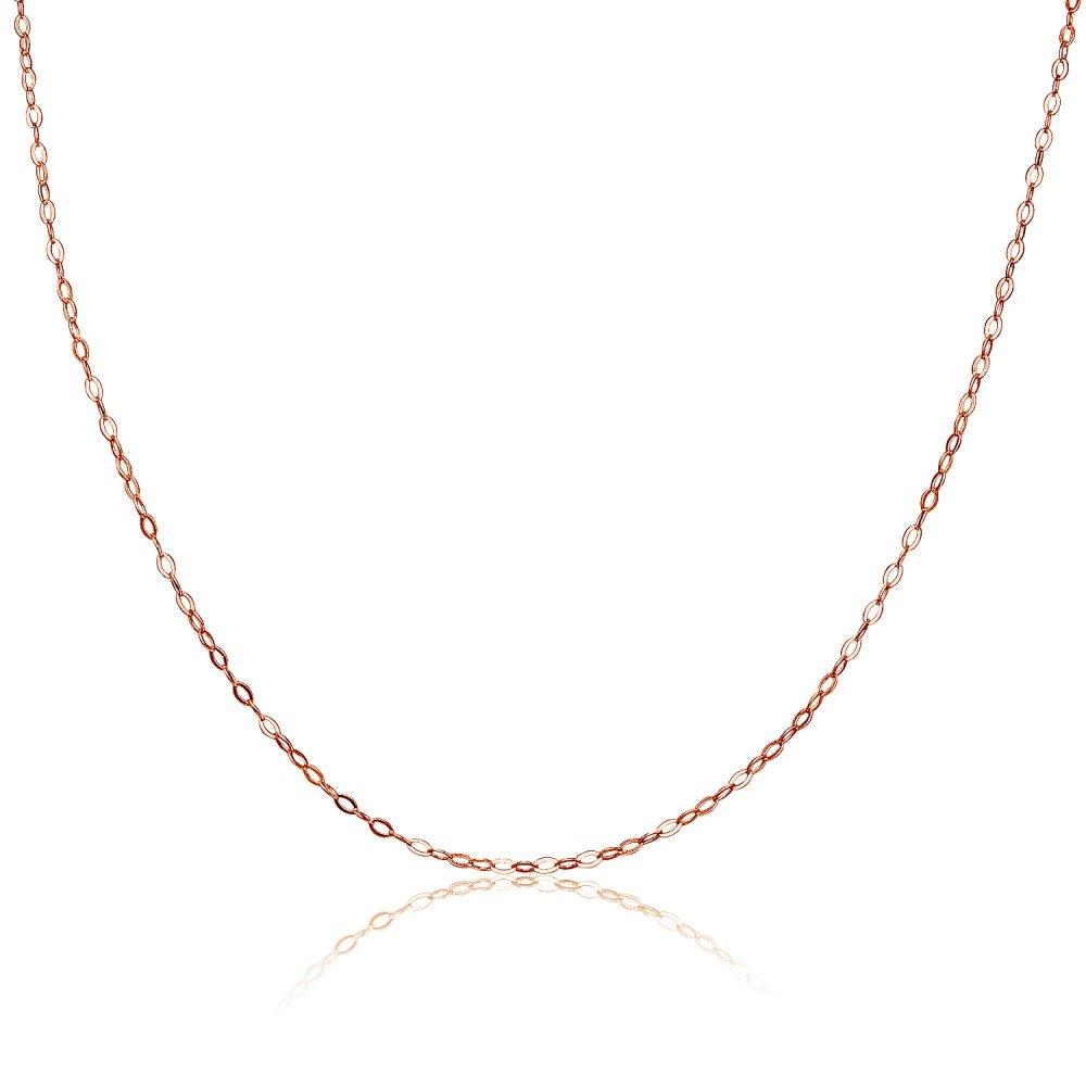 [Australia] - Sterling Silver 0.90mm Thin Delicate Cable Chain Necklace, 16, 18, 20, 24, or 30 Inches 16.0 Inches rose-gold-flashed-silver 