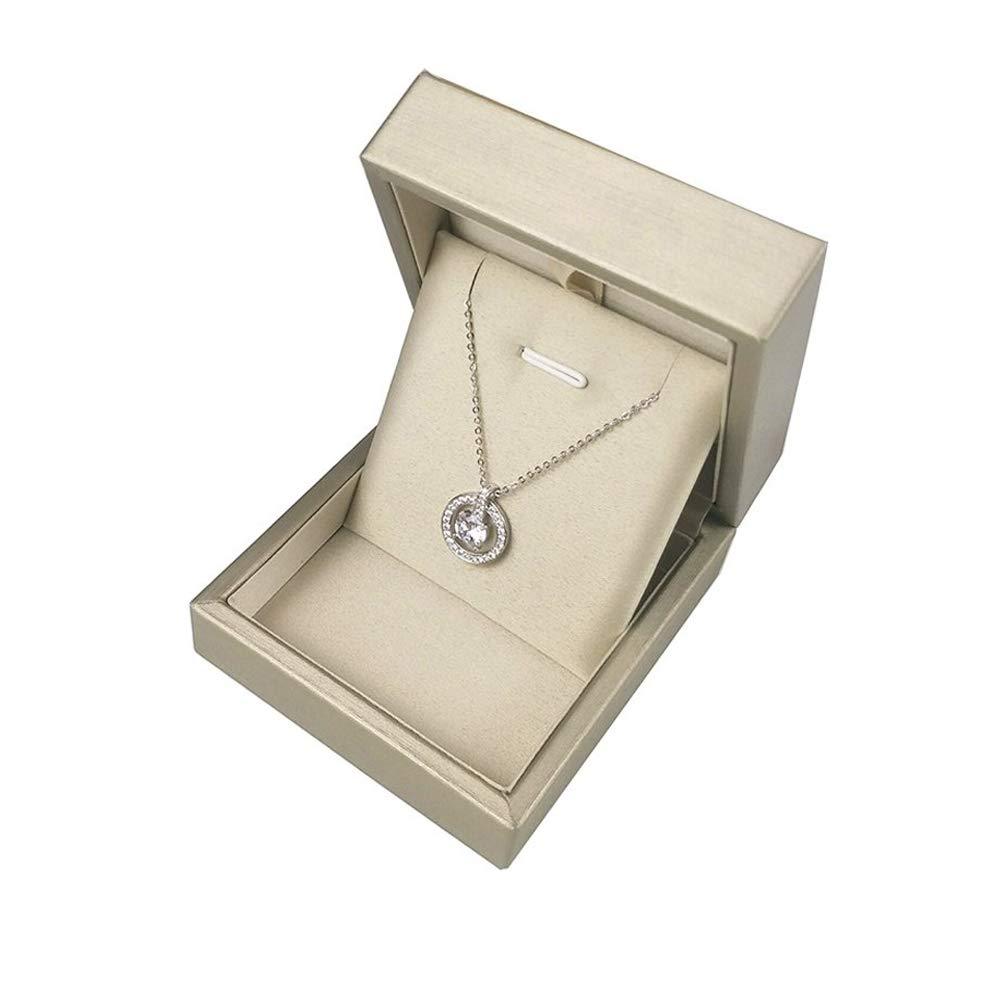 [Australia] - DesignSter Premium Pendant Necklace Gift Box – Elegant Long Chain Jewelry Display Storage Gift Case for Wedding, Engagement, Anniversary, Ceremony (Gold) Gold Necklace Box 