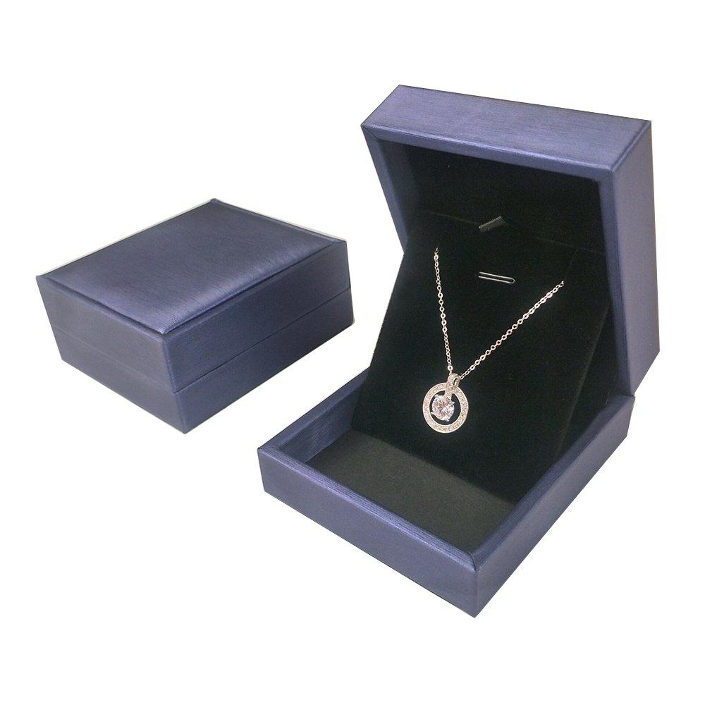 [Australia] - DesignSter Premium Pendant Necklace Box/ Elegant Long Chain Jewelry Display Storage Case for Wedding, Engagement, Anniversary, Ceremony 