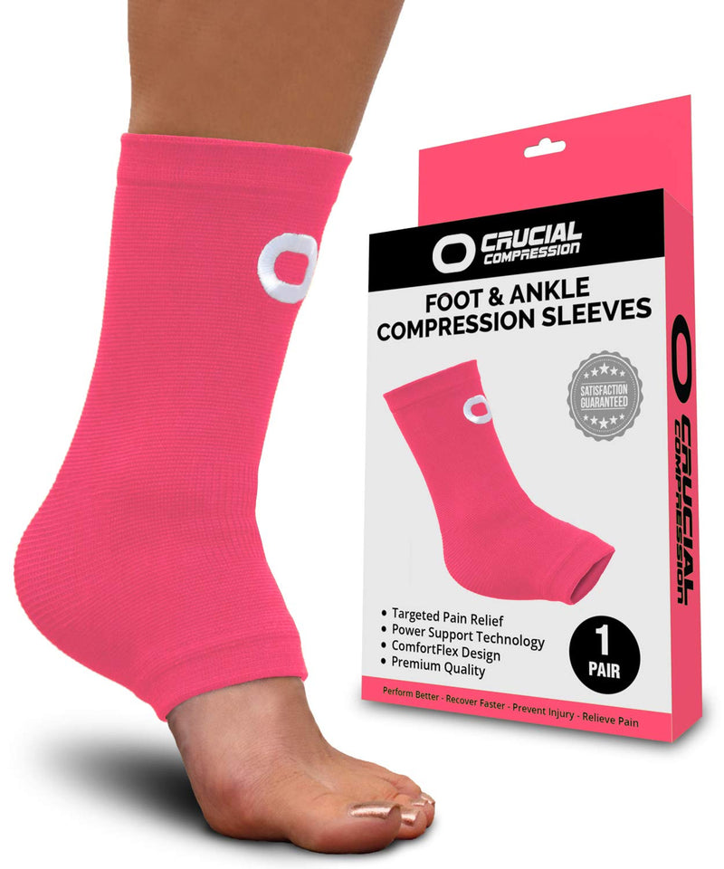 [Australia] - Ankle Brace Compression Support Sleeve (1 Pair) - BEST Ankle Compression Socks for Plantar Fasciitis, Arch Support, Foot & Ankle Swelling, Achilles Tendon, Joint Pain, Injury Recovery, Heel Spurs Small Pink 