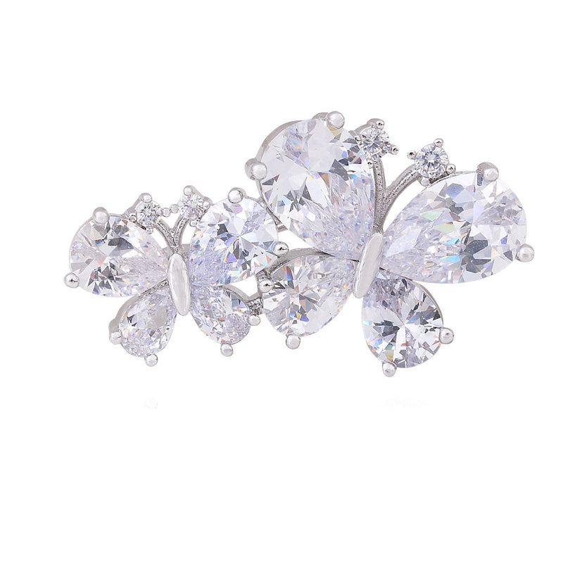 [Australia] - OBONNIE Shinning Crystal Butterfly Flower Women Brooch Pin Lapel Pin with Full Cubic Zirconia Party Gift Double Butterfly 