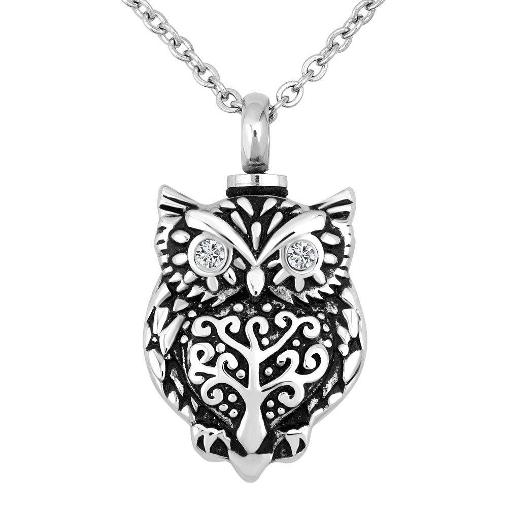[Australia] - SexyMandala Night Owl Animal Urn Necklace for Ashes Classic Memorial Keepsake Cremation Pendant 