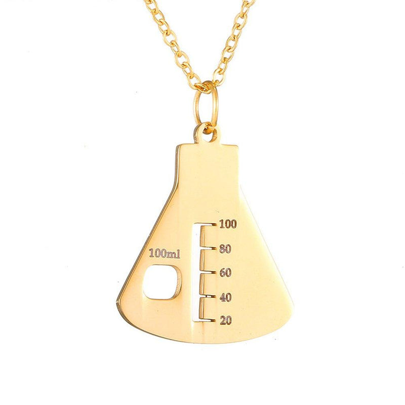 [Australia] - AOCHEE Love Science Erlenmeyer Flask Chemistry Necklace with Heart Medical Jewelry Gold1 