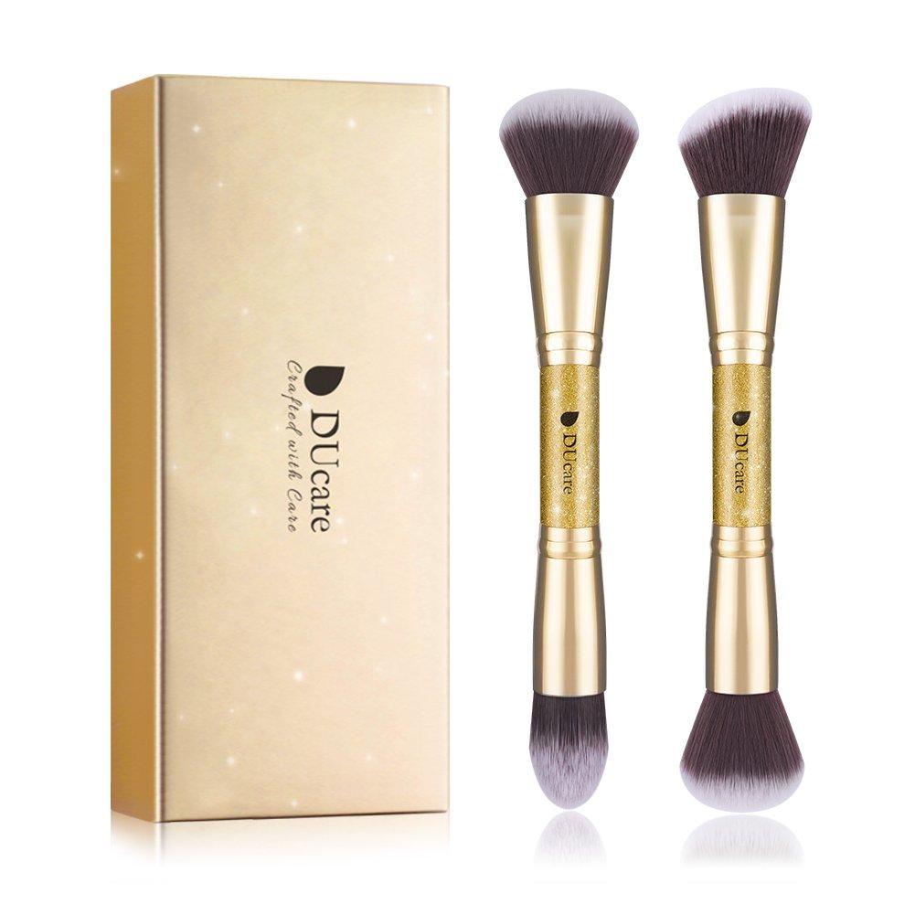 [Australia] - DUcare Makeup Brushes Duo End Foundation Powder Buffer and Contour Synthetic Cosmetic Tools 2Pcs Christmas Gift 