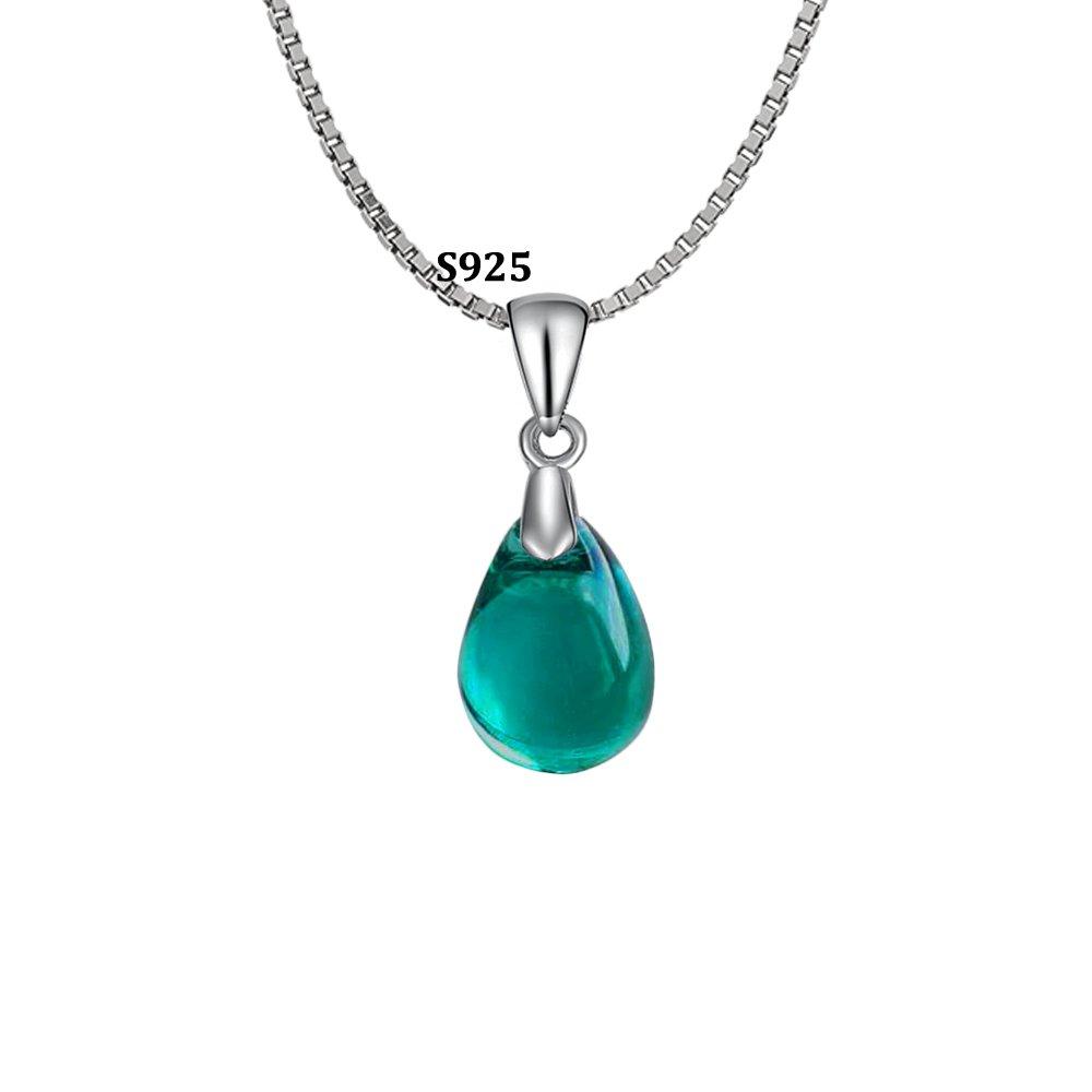 [Australia] - OCARLY 925 Mermaid's Tears Droplet Necklace Gradient Color Czech Crystal Glass Teardrops Pendant C1 