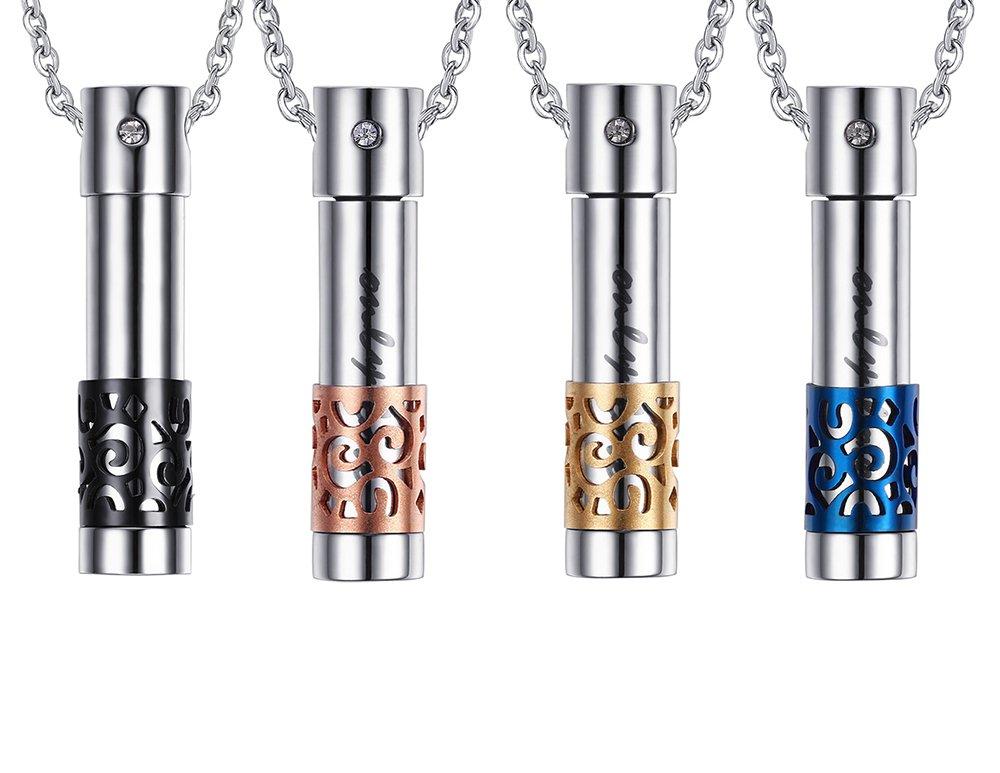 [Australia] - VNOX Stainless Steel Cylinder Urn Pendant Necklace for Memorial Human Being Cremation Ashes,Free Chain 4 Color/Set 