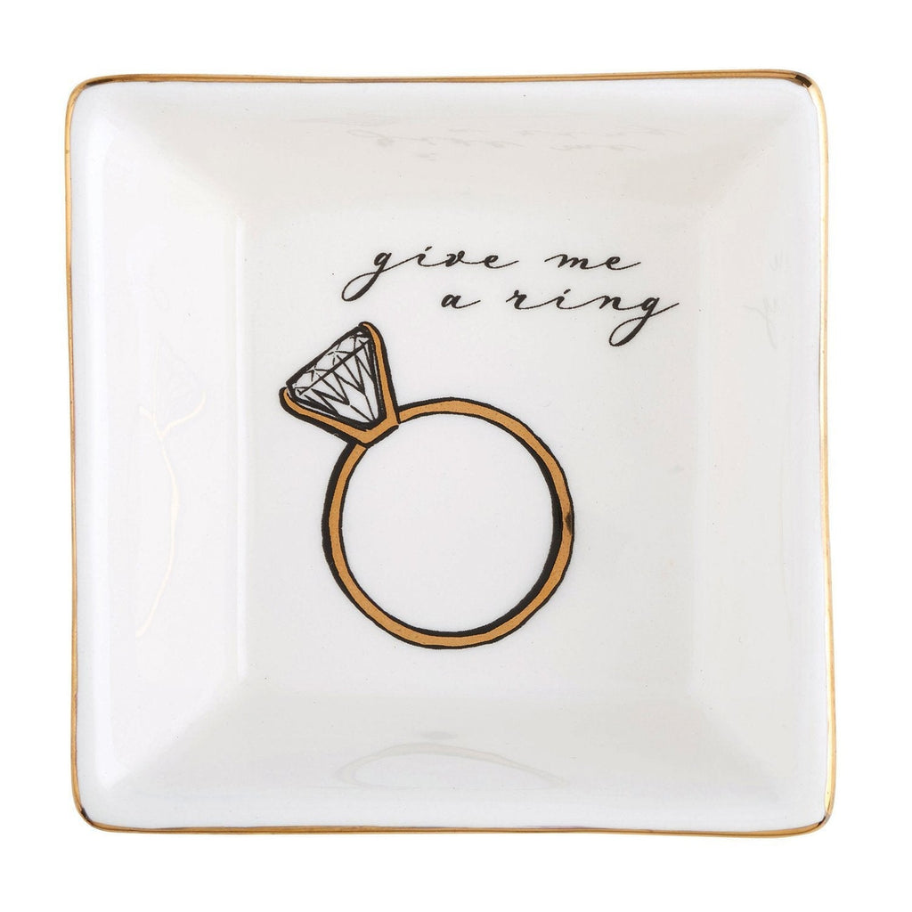 [Australia] - Give Me a Ring Striped Square Ceramic Ring Display Trinket Tray, 3 Inches 