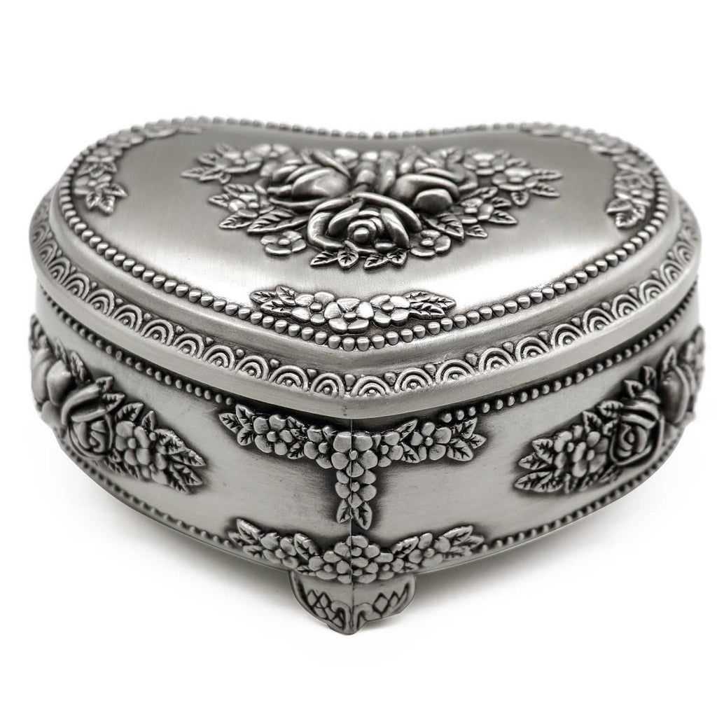 [Australia] - AVESON Classic Vintage Heart Shape Metal Jewelry Box Ring Trinket Storage Organizer Chest, Medium 