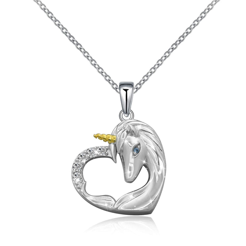 [Australia] - ACJNA 925 Sterling Silver Unicorn Pendant Necklace Jewelry for Girl Women unicorn in heart 