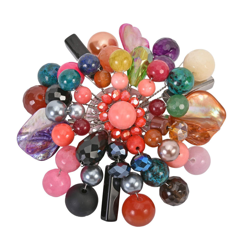 [Australia] - AeraVida Multicolor Fusion Mix Stone Floral Pin or Brooch 