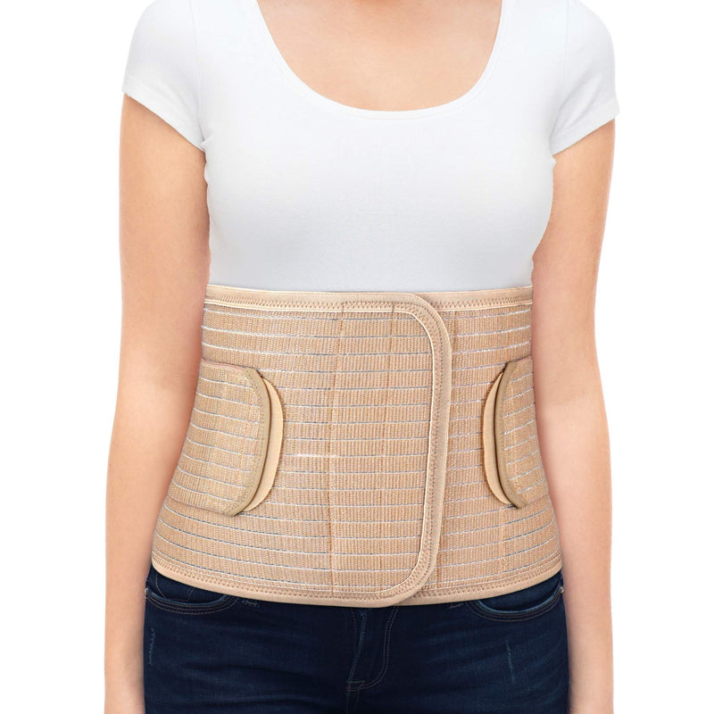 [Australia] - ORTONYX Breathable 9.5" Abdominal Binder/Postpartum Postoperative Wrap/Abdomen Hernia Support Belt for Men and Women - L/XL (32"-43") Beige L/XL (32"-43") 