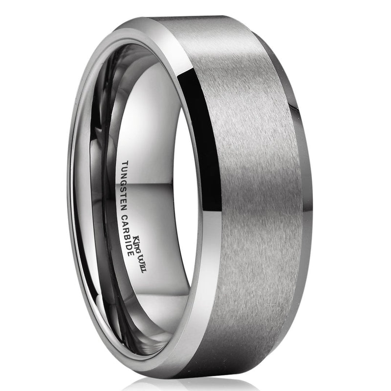 [Australia] - King Will Basic Unisex Silver/Black/Blue/Rose Gold Tungsten Carbide Matte Polished Finish Wedding Engagement Band Ring 5 