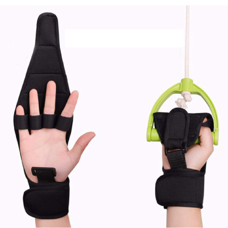 [Australia] - Lolicute Finger Splint Brace Ability,Finger Anti-Spasticity Rehabilitation Auxiliary Training Gloves for Stroke Hemiplegia Patient and Athlete Finger Rehabilitation [Single Hand Universal] (Black) 