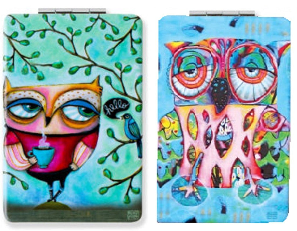 [Australia] - Allen Designs 2 Compact Mirrors (Hello Owl and Owl) Hello Owl and Owl 