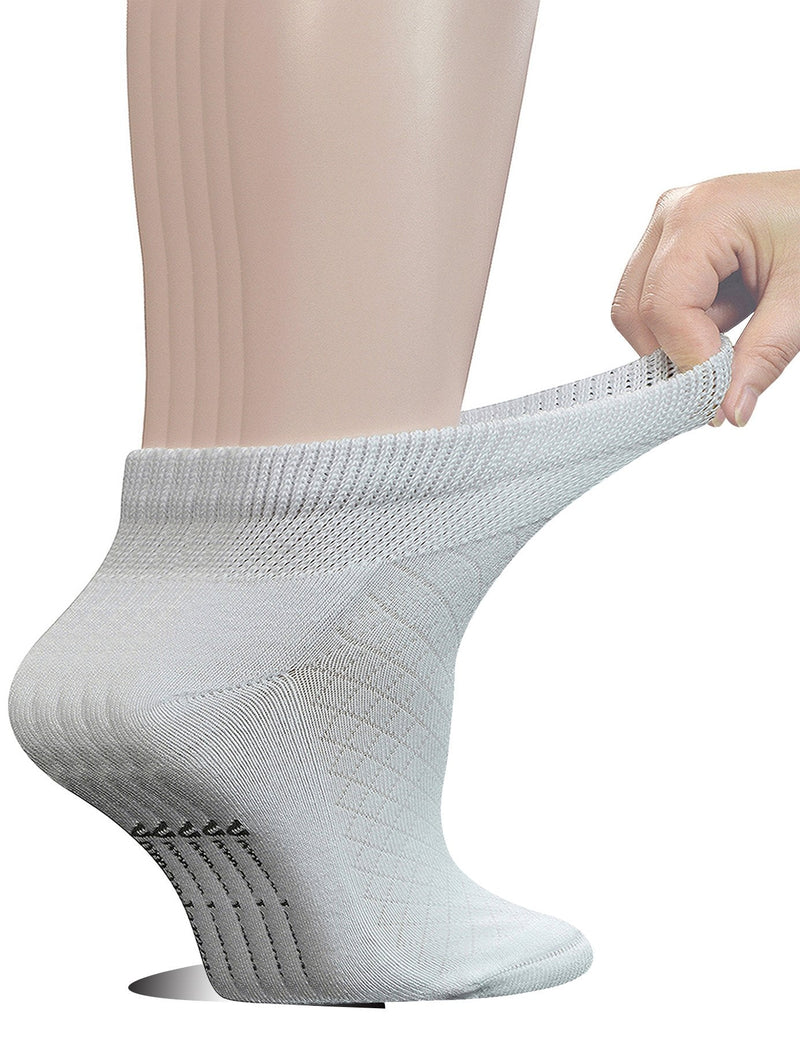 [Australia] - Yomandamor 5 Pairs Women's Cotton Ankle Breathable Mesh Diabetic Socks with Seamless Toe,L Size … 5 Pairs White 9-11 