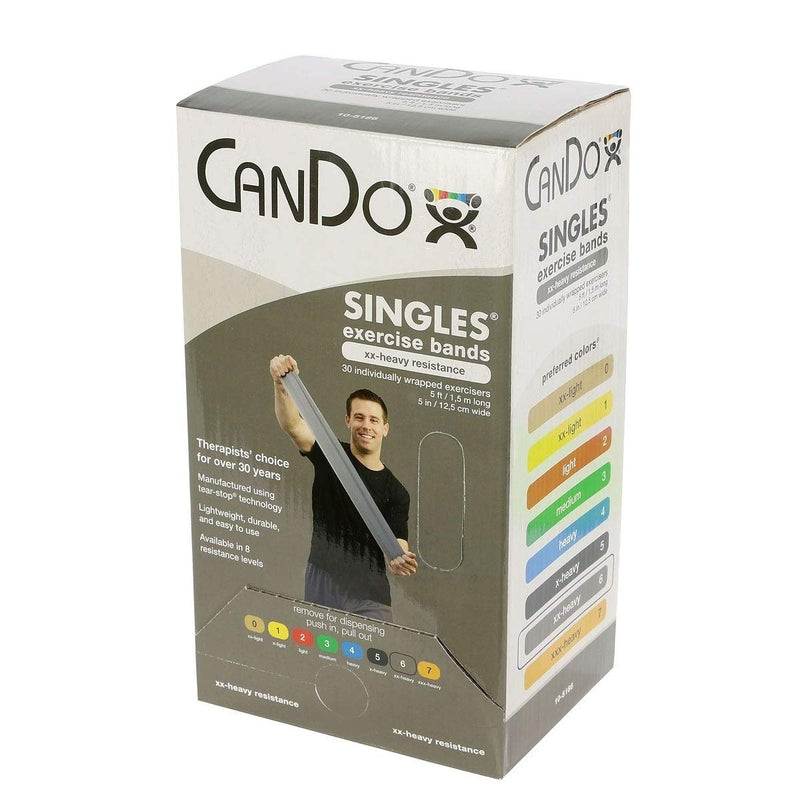 [Australia] - Fabrication Fabrication CanDo Exercise Band, 5-Foot Singles, 30-Piece Dispenser Silver 30 Count 
