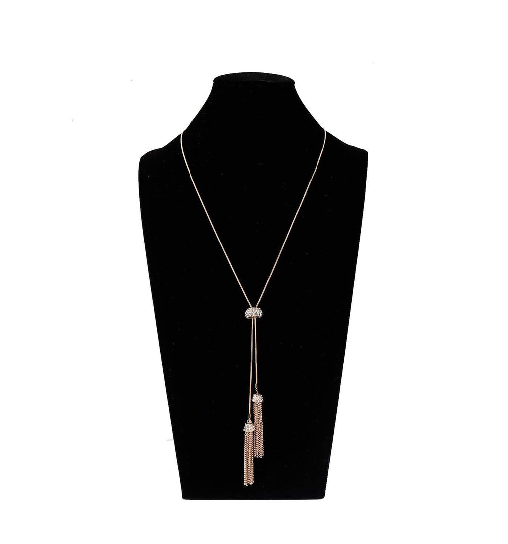 [Australia] - LIAO Jewelry Long Tassel Pendant Necklace Y Shaped Lariat Necklaces Adjustable Slide Necklace for Women Gold 