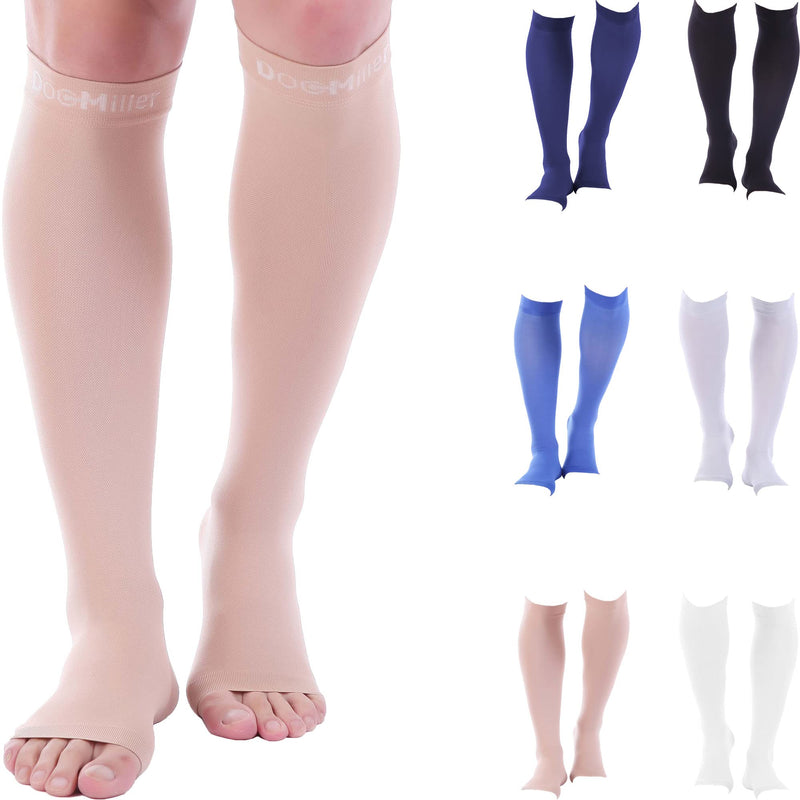 [Australia] - Doc Miller Open Toe Compression Socks 30-40 mmHg 1 Pair Medical Grade Stockings Skin/Nude X-Large Tall 