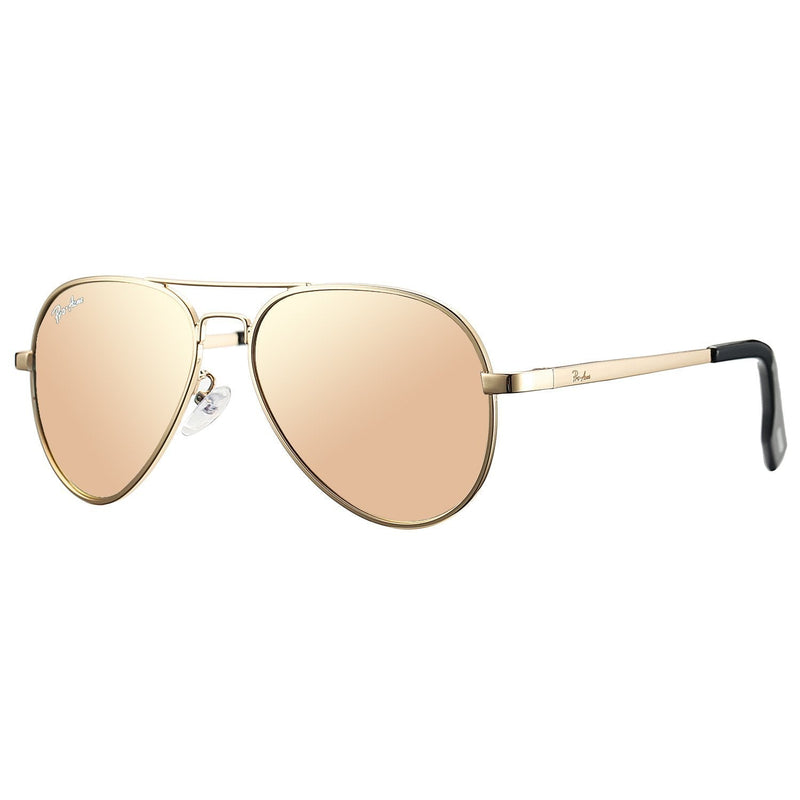 [Australia] - Pro Acme Small Polarized Aviator Sunglasses for Kids and Youth Age 5-18 Baby Gold Frame/Pink Mirrored Lens 52 Millimeters 