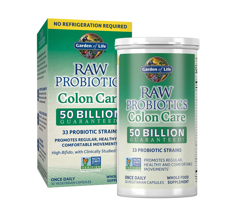 [Australia] - Garden of Life Probiotics for Women and Men - Raw Probiotics Colon Care 50 Billion CFU and Enzymes, Shelf Stable Once Daily Acidophilus Probiotic for Regularity and Immune Health Support, 30 Capsules 