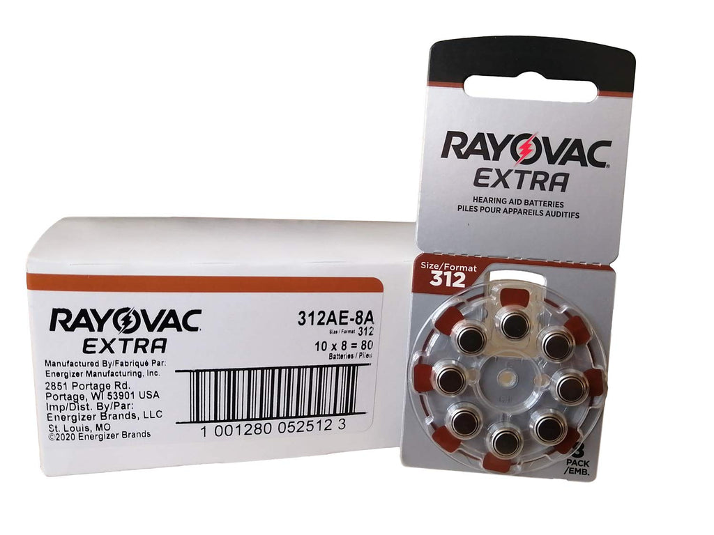 [Australia] - Rayovac Size 312 Extra Advanced Mercury Free Hearing Aid Batteries (80 Batteries) 