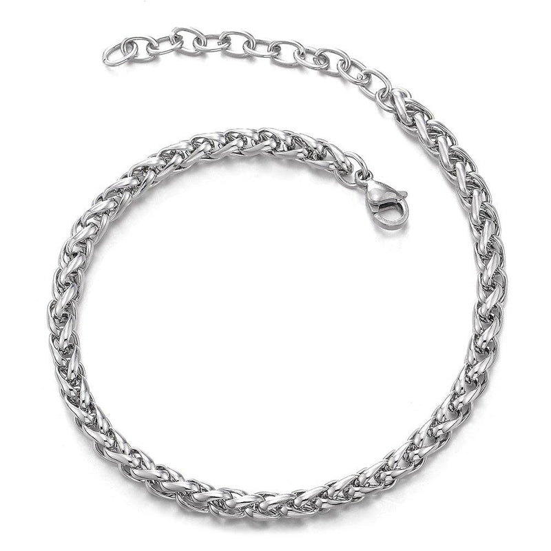 [Australia] - COOLSTEELANDBEYOND Classic Stainless Steel Franco Chain Anklet Bracelet for Women, Adjustable 