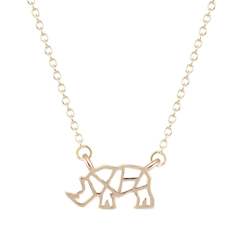 [Australia] - WLL Origami Rhinoceros Animal Rhino Necklaces Pendants Birthday Jewelry Gift for Girls Women gold 