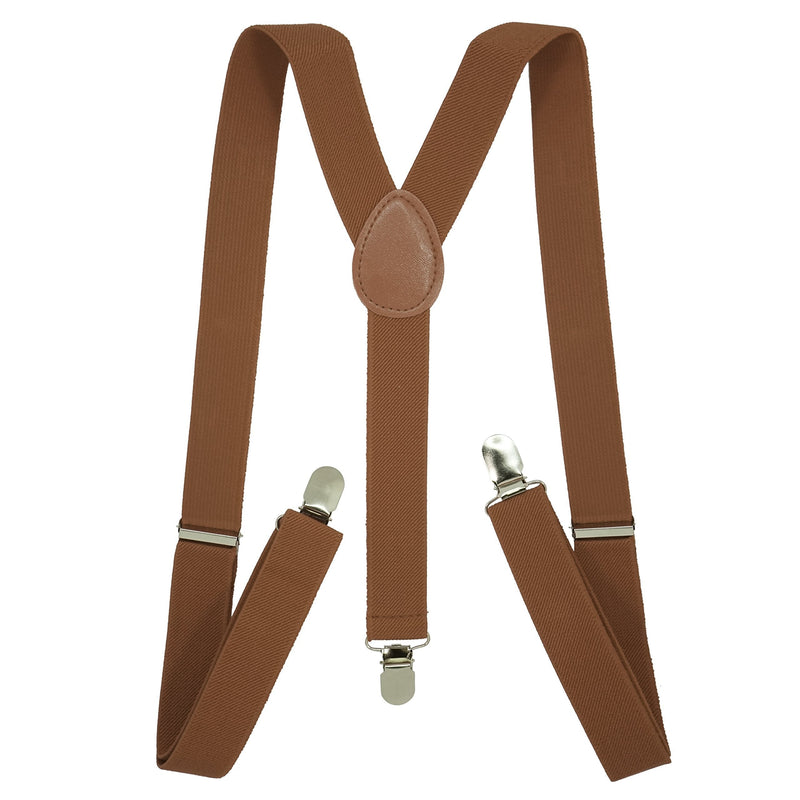 [Australia] - Men's Suspenders - 1" Width Adjustable Straps - Stylish Y Back Style by SEEMAVI Brown Rust 