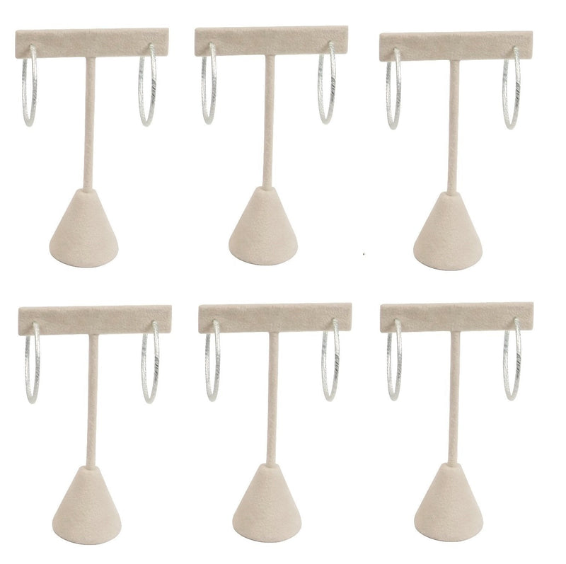 [Australia] - N'icePackaging 6-Pack Earring T Stand Display T Shape Showroom and Tradeshow (Beige Faux Suede 4.75") 