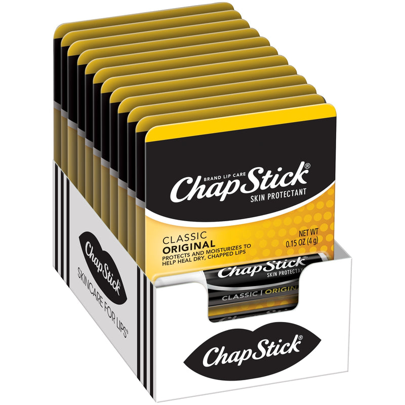 [Australia] - ChapStick Classic (Regular Flavor, 12 Sticks) Skin Protectant Lip Balm Tube, 0.15 Ounce (12 Blister Packs of 1 Stick, 12 Total Sticks) 